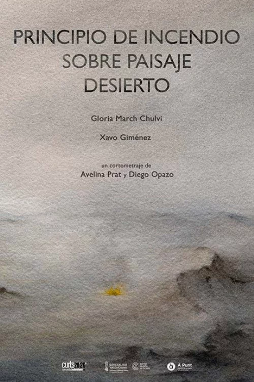 Principio de incendio sobre paisaje desierto
