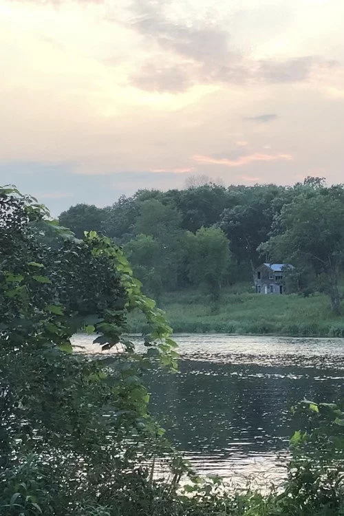 gliding along the river