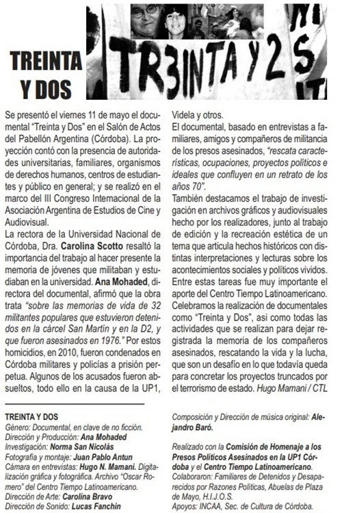 Treinta y dos: un documental de muchos tiempos