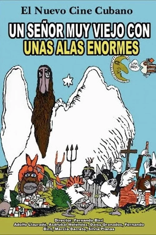 Un señor muy viejo con unas alas enormes