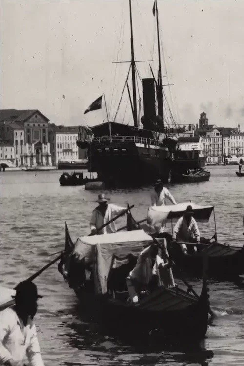 Venice, harbour scene with gondolas